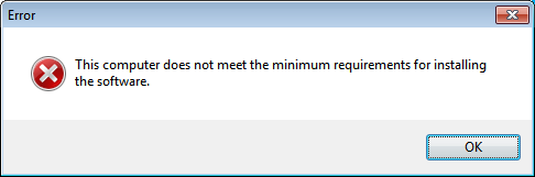This computer does not meet requirements for installing the software