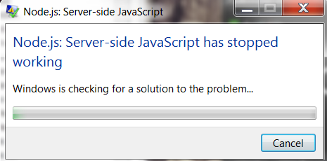 Sửa lỗi Node.js: Server-side JavaScript has stopped working