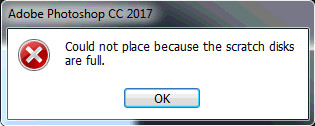 Photoshop could not place because the scratch disks are full