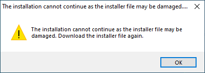 sửa lỗi photoshop The installation cannot continue as the installer file may be damaged