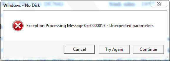 Sửa lỗi Windows 7 Exception Processing Message 0xc0000013