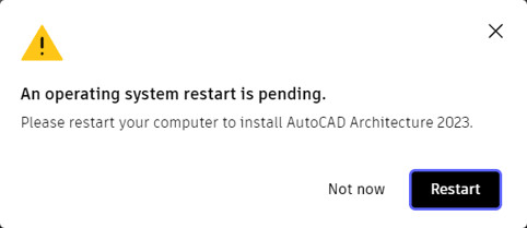 AutoCAD "An operating system restart is pending."